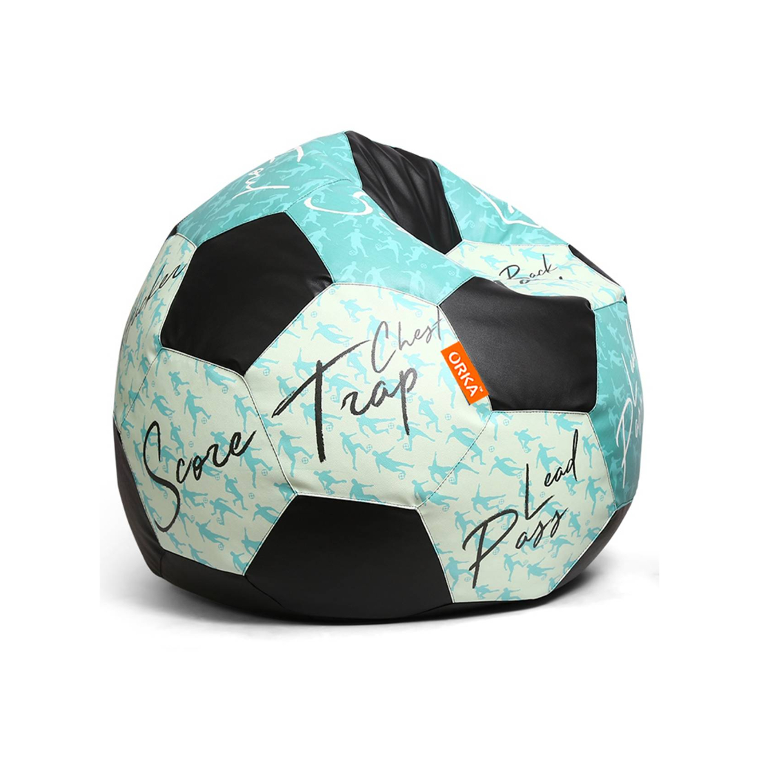 Orka Digital Printed Kids Foorball With Mathching Footstool Filled Bean Bag With Beans (FB41 Multicolor)